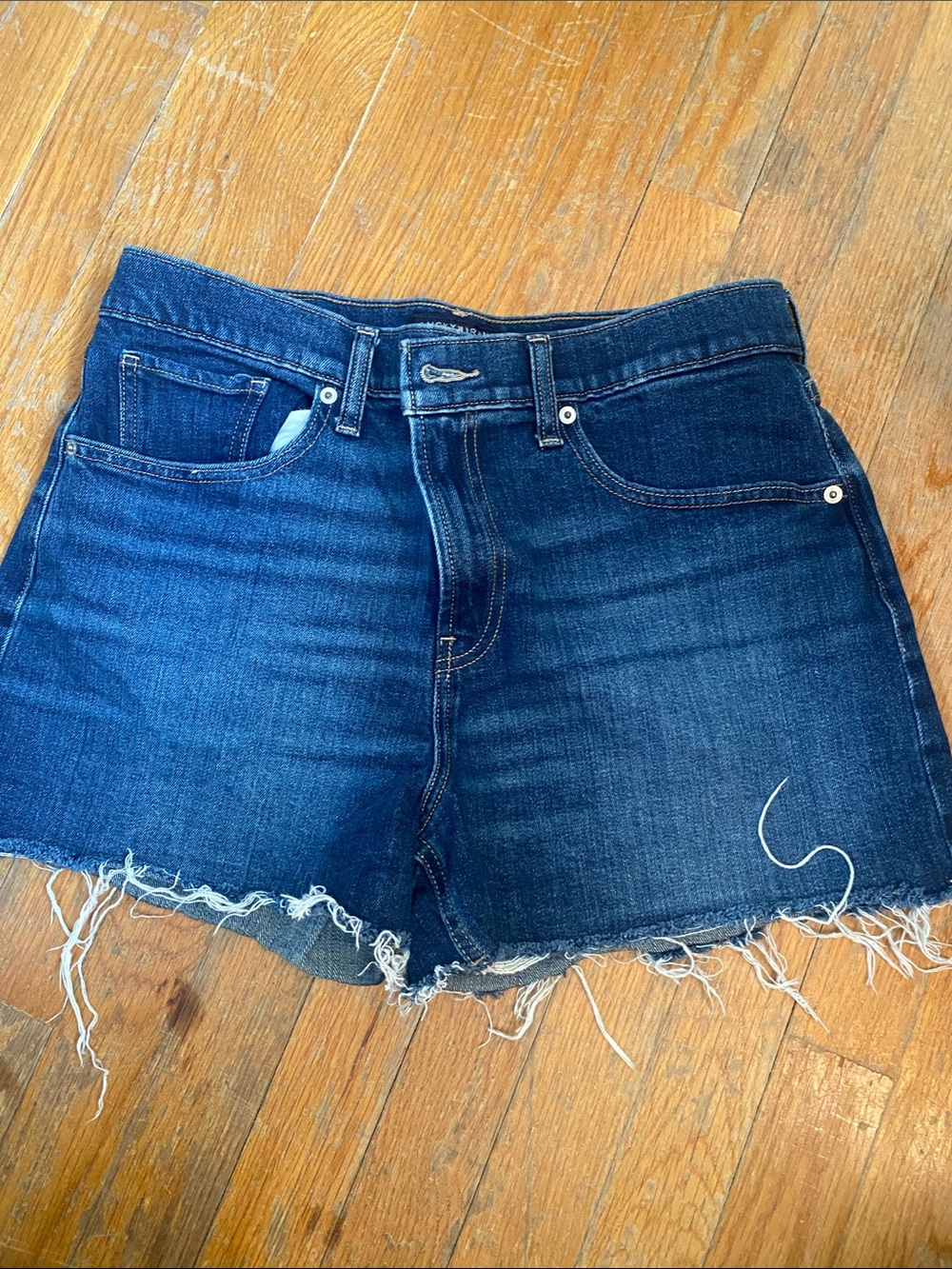 Lucky Brand Dark Indigo Frayed Hem Denim Shorts